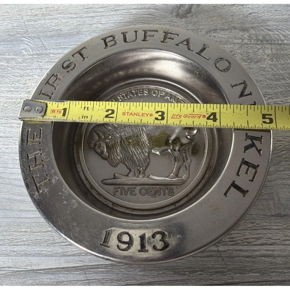The First Buffalo Nickel Trinket Dish 1913 Five Cents MCM Vintage Decor Avon